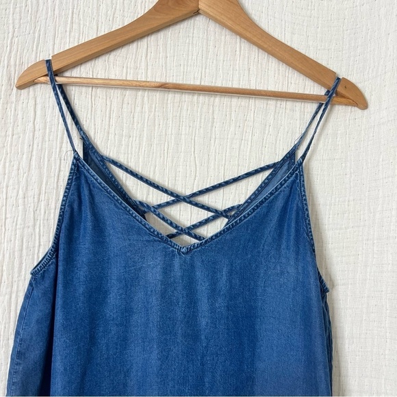 Mustard Seed tencel Denim Crossback Tank top size M chambray - Picture 3 of 5